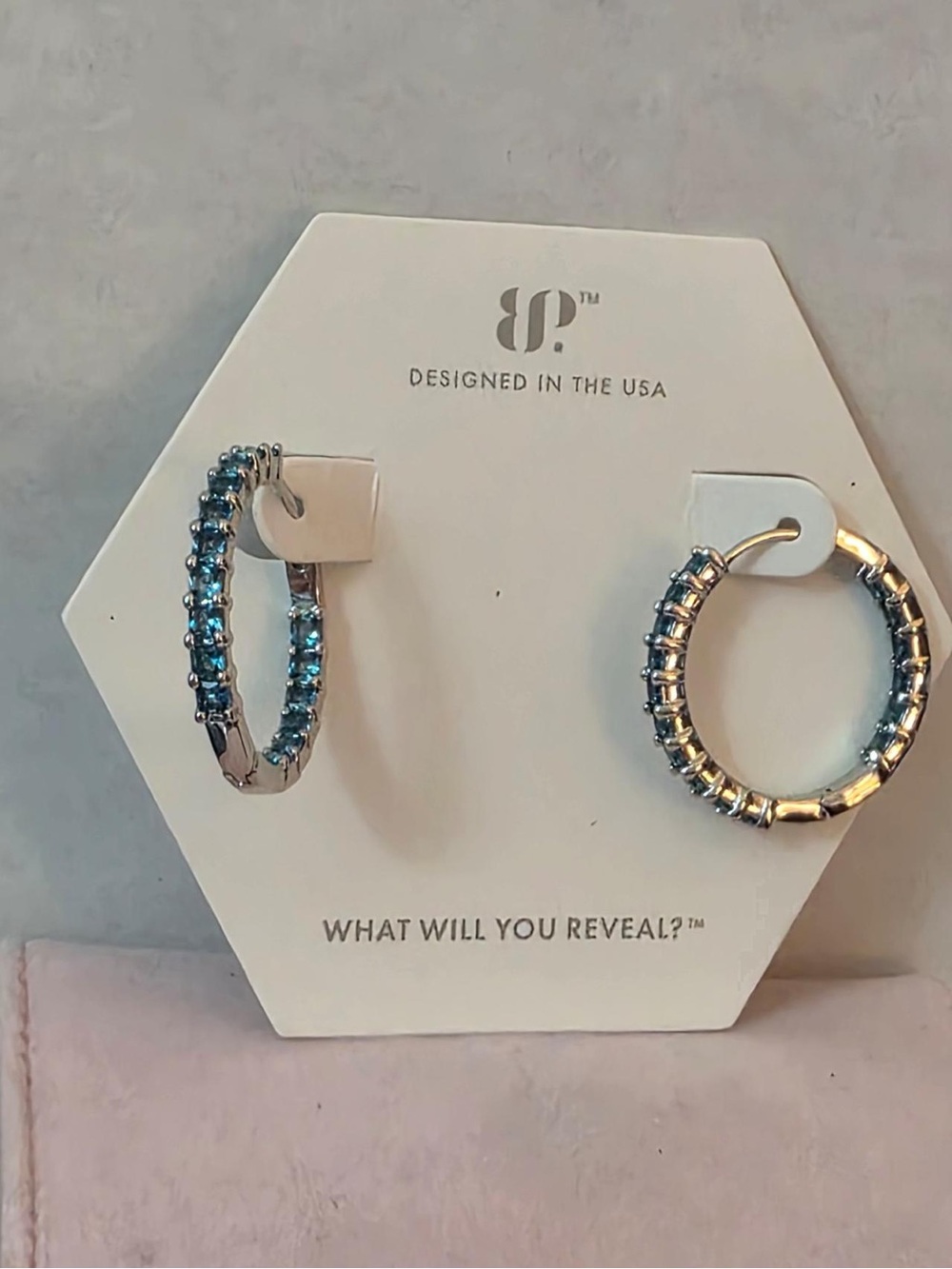 Blue Crystal Hoop Earrings - Designed in the USA